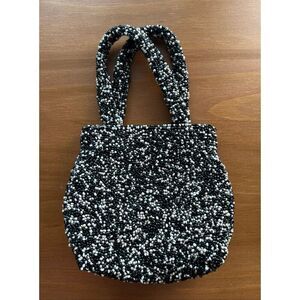 Moyna Black & White Glass Beaded Mini Evening Handbag